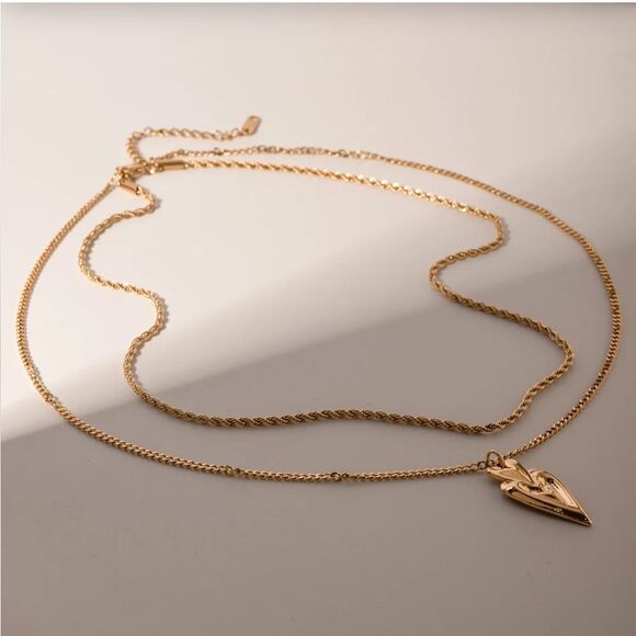 Anthropologie Gold Layered Heart Necklace - Picture 2 of 3